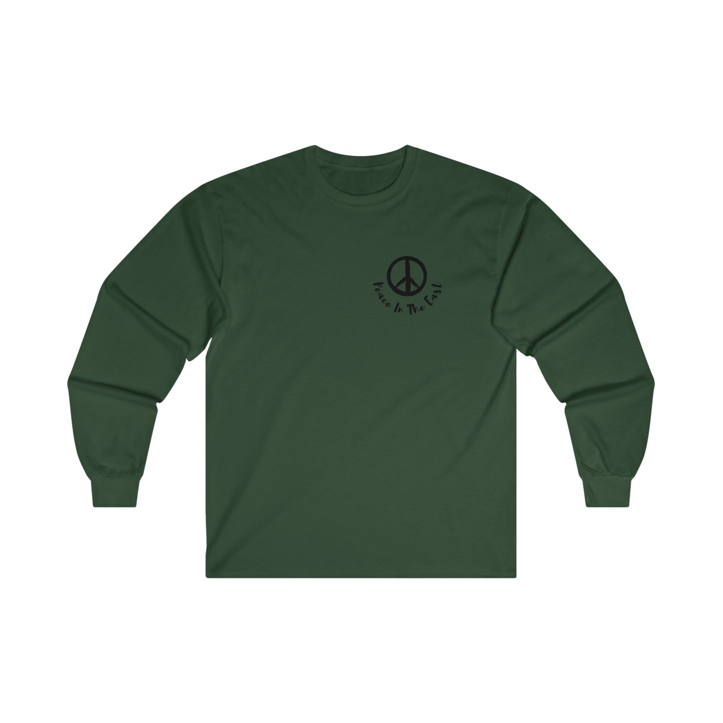 Peace In The East Ultra Cotton Long Sleeve Tee Forest Green