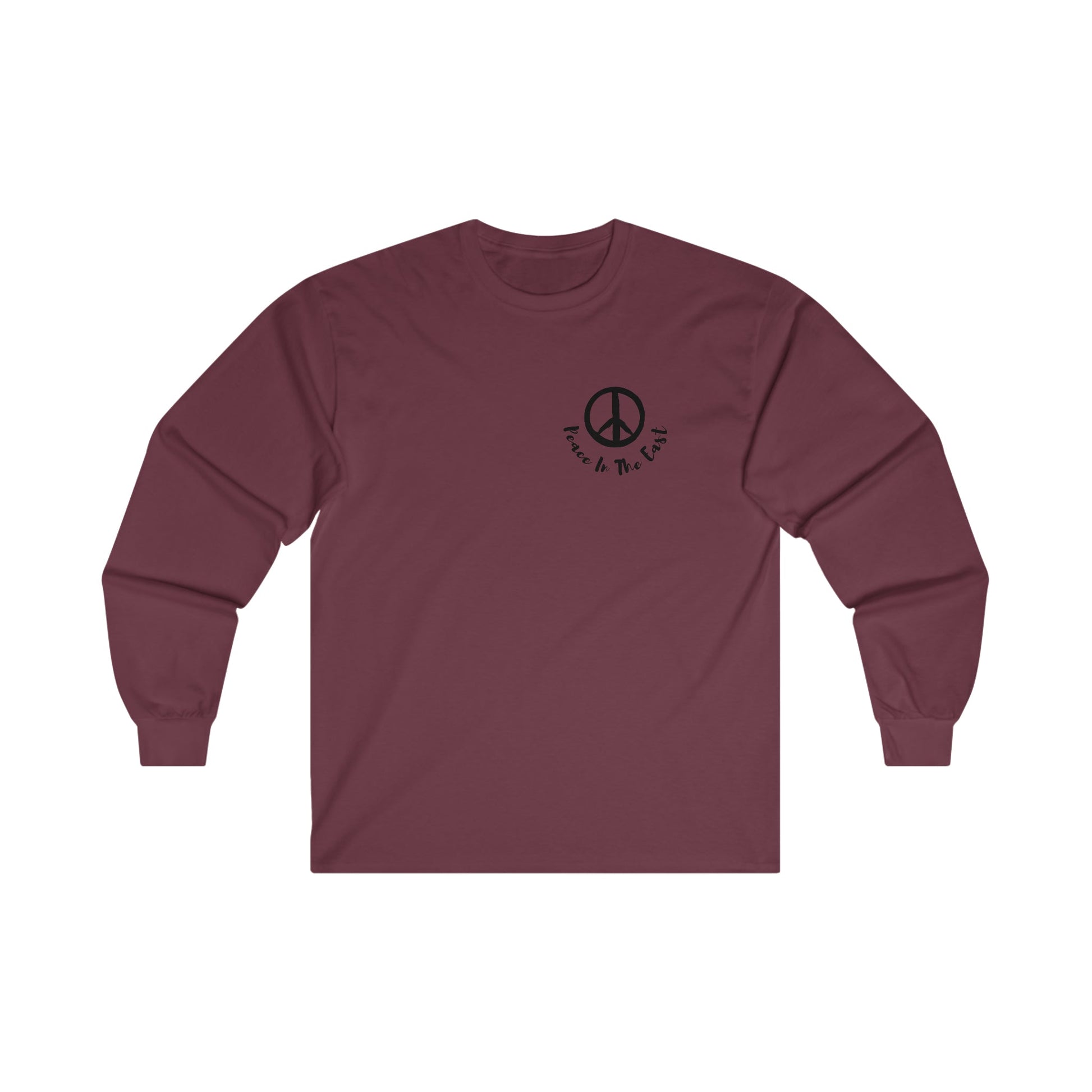 Peace In The East Ultra Cotton Long Sleeve Tee Maroon