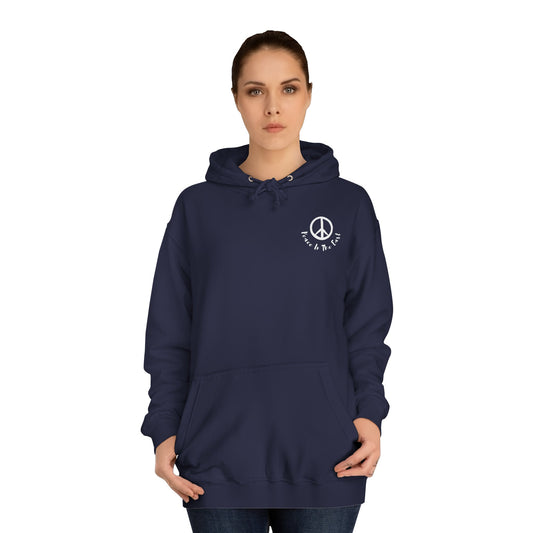 Peace In The East Unisex College Hoodie Oxford Navy